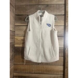 NFL Team Apparel Womens Tennessee Titans Sherpa Fleece Vest Cream M